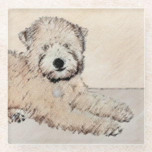 Zachte gecoate Wheaten Terrier schilderij Originel Glazen Onderzetter