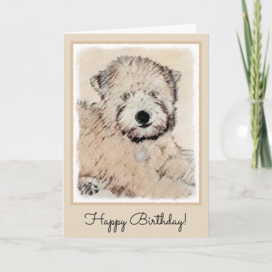 Zachte gecoate Wheaten Terrier schilderij Originel Kaart (Voorkant)
