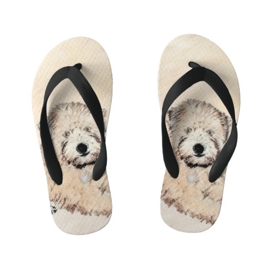 Zachte gecoate Wheaten Terrier schilderij Originel Kinder Teenslippers (Voetbed)