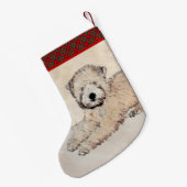 Zachte gecoate Wheaten Terrier schilderij Originel Kleine Kerstsok (Achterkant (Hangend))