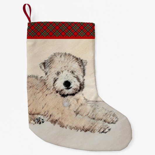 Zachte gecoate Wheaten Terrier schilderij Originel Kleine Kerstsok (Voorkant)