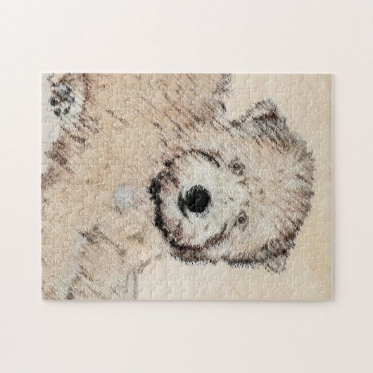 Zachte gecoate Wheaten Terrier schilderij Originel Legpuzzel (Horizontaal)