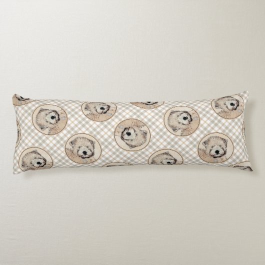 Zachte gecoate Wheaten Terrier schilderij Originel Lichaamskussen (Achterkant)