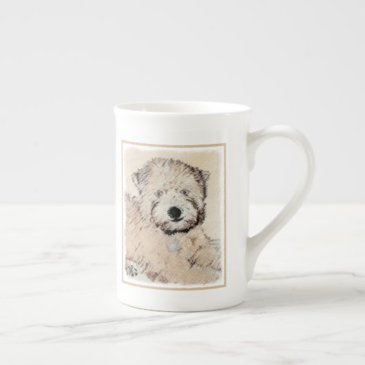 Zachte gecoate Wheaten Terrier schilderij Originel Porselein Kop (Rechts)