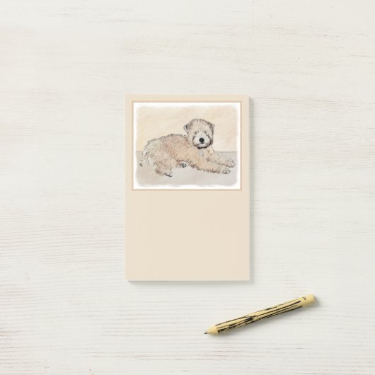 Zachte gecoate Wheaten Terrier schilderij Originel Post-it® Notes (Op bureau)