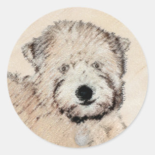 Zachte gecoate Wheaten Terrier schilderij Originel Ronde Sticker