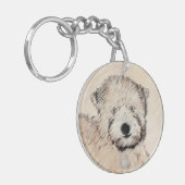 Zachte gecoate Wheaten Terrier schilderij Originel Sleutelhanger (Voorkant Links)