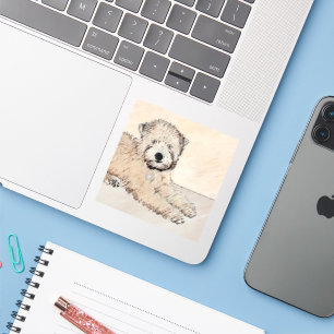 Zachte gecoate Wheaten Terrier schilderij Originel Sticker