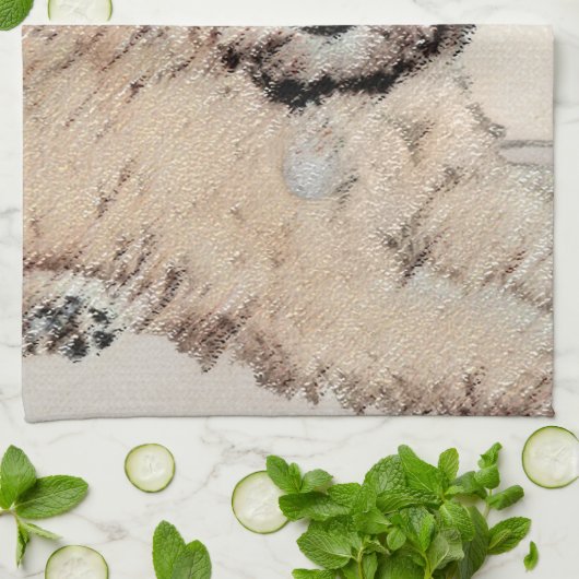 Zachte gecoate Wheaten Terrier schilderij Originel Theedoek (Gevouwen)