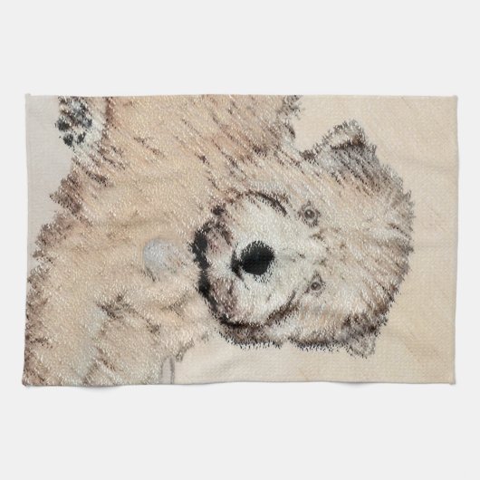 Zachte gecoate Wheaten Terrier schilderij Originel Theedoek (Horizontaal)