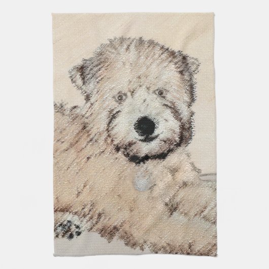 Zachte gecoate Wheaten Terrier schilderij Originel Theedoek (Verticaal)