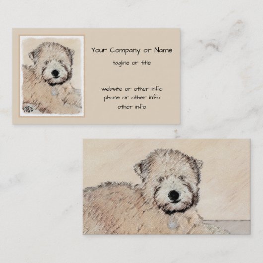 Zachte gecoate Wheaten Terrier schilderij Originel Visitekaartje (Voorkant / Achterkant)