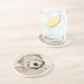 Zachte gecoate Wheaten Terrier schilderij Originel Zandsteen Onderzetter (Zijkant)