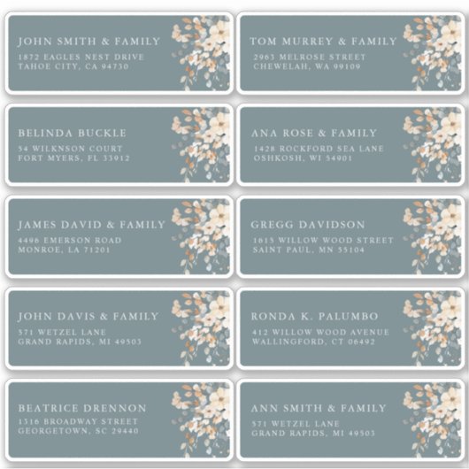 Zachte gedempte aardetinten Bloemen Naam van de ga Sticker (Voorkant)