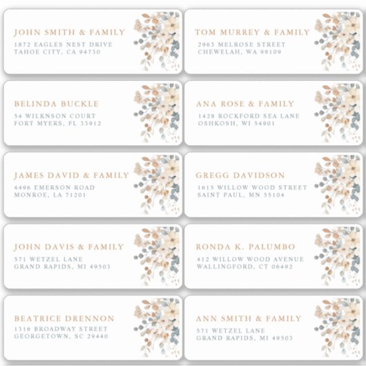 Zachte gedempte aardetinten Bloemen Naam van de ga Sticker (Voorkant)