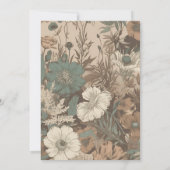 Zachte gedempte aardetinten Wildbloemen Bruiloft Kaart (Achterkant)