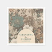 Zachte gedempte aardetinten Wildbloemen Bruiloft Servet (Voorkant)