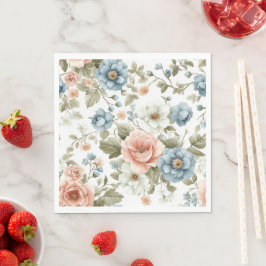 Zachte gedempte botanische pastelbloem kunst servet