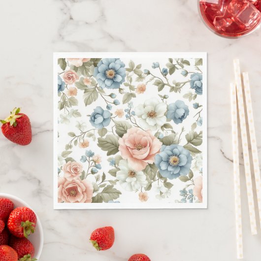 Zachte gedempte botanische pastelbloem kunst servet (Insitu)