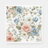 Zachte gedempte botanische pastelbloem kunst servet (Voorkant)