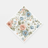Zachte gedempte botanische pastelbloem kunst servet (Hoek)