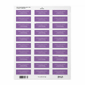Zachte Gedempte Lavendel Stijlvolle Retouradreslab Etiket (Full Sheet)