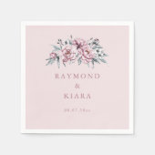 Zachte gedempte stoffige roze pioen bruiloft servet (Voorkant)