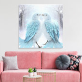 *~* Zachte gedempte Tortelduifjes AP54 Art Winter Canvas Afdruk (Insitu (Woonkamer))