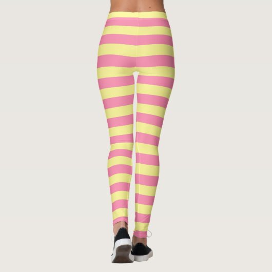 Zachte geel en roze strepen leggings (Achterkant)