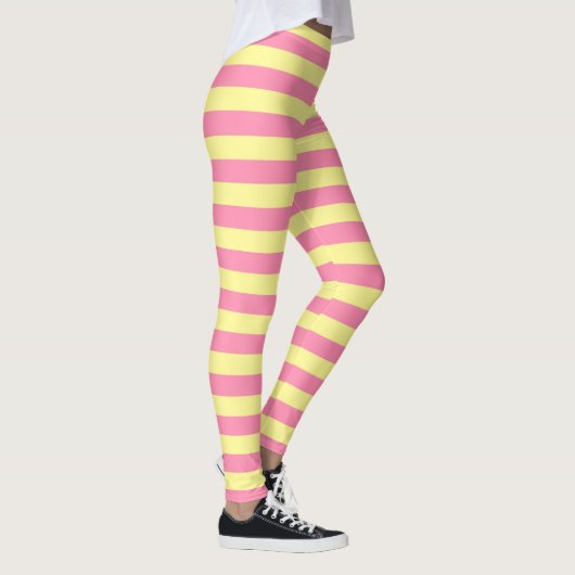 Zachte geel en roze strepen leggings (Rechts)