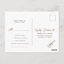 Zachte Geel Gestreepte Whimsical RSVP-ansichtkaart Briefkaart