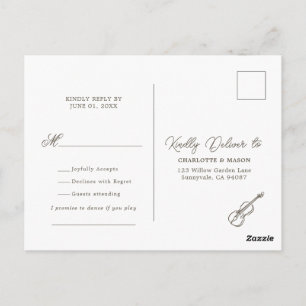 Zachte Geel Gestreepte Whimsical RSVP-ansichtkaart Briefkaart