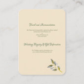 Zachte Geel-Roze w' bord groen en gouden bruiloft Informatiekaartje (Achterkant)