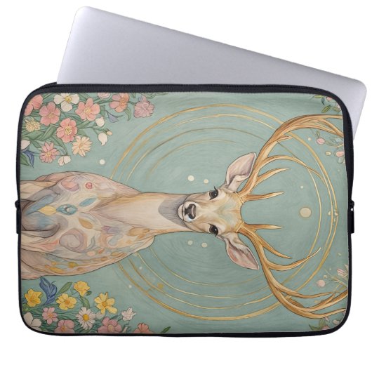 Zachte geest: een pastelhert laptop sleeve (Voorkant)