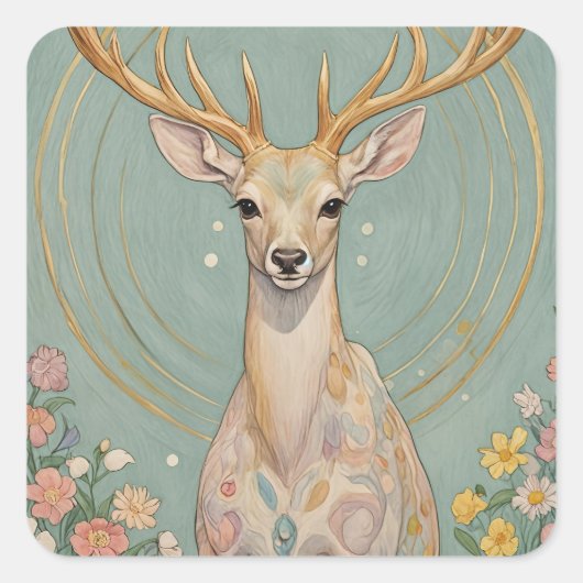 Zachte geest: een pastelhert vierkante sticker (Voorkant)