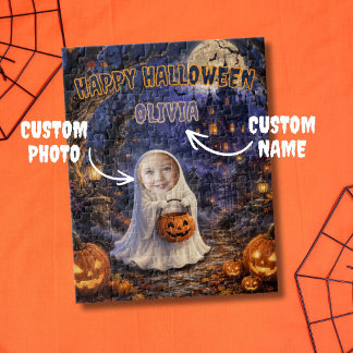 Zachte Geest Pompoentas Foto Griezelige Halloween Legpuzzel