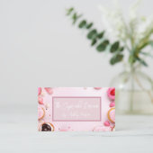 Zachte gekleurde cupcakes en snoepjes bakkerij visitekaartje (Staand voorkant)