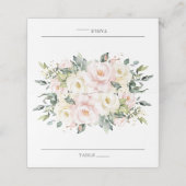 Zachte Gekleurde Fijne Ivoren Blush Bloemen Huweli Plaatskaartje (Buitenkant ongevouwen)