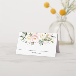 Zachte Gekleurde Fijne Ivoren Blush Bloemen Huweli Plaatskaartje