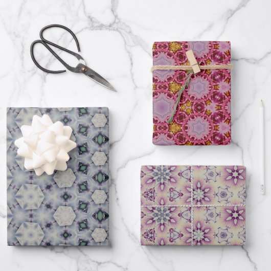 Zachte gekleurde geometrische patronen met gemutee inpakpapier vel (Voorkant)