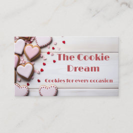 Zachte gekleurde hartvormige koekjes bakkerij visitekaartje