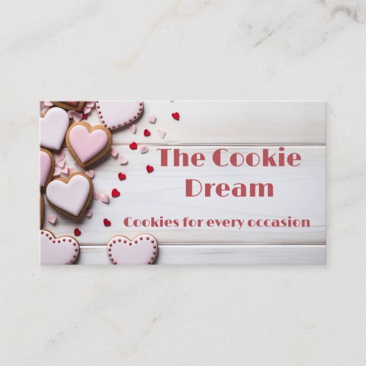 Zachte gekleurde hartvormige koekjes bakkerij visitekaartje (Voorkant)