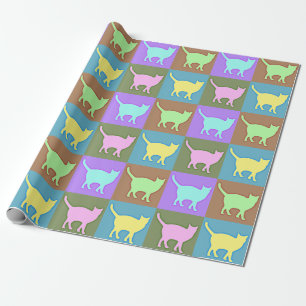 Zachte gekleurde Pop Art Katten Cadeaupapier