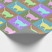 Zachte gekleurde Pop Art Katten Cadeaupapier (Hoek)