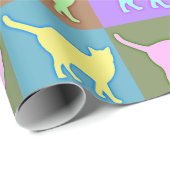 Zachte gekleurde Pop Art Katten Cadeaupapier (Rol Hoek)