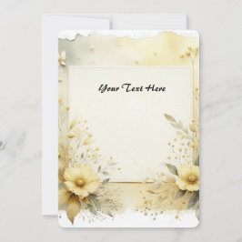 Zachte Gele Aquarel Bloemen en Bladeren Kaart