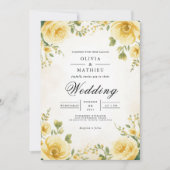 Zachte gele bloei botanische bruiloft kaart (Voorkant)