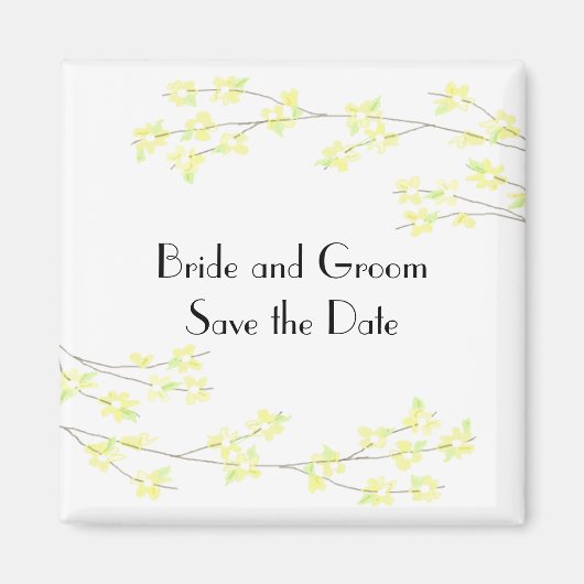 Zachte gele bloesems Sla de datum op Magneet (Voorkant)