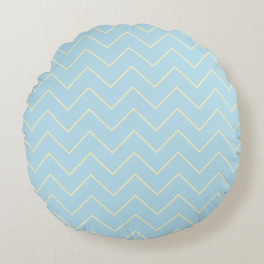 Zachte gele chevron op blauwe worp kussen rond (Voorkant)