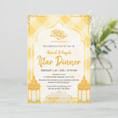 Zachte Gele Geruite Iftar Uitnodiging Waterverf (Staand voorkant)